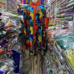 Tropical Floral Midi Dress